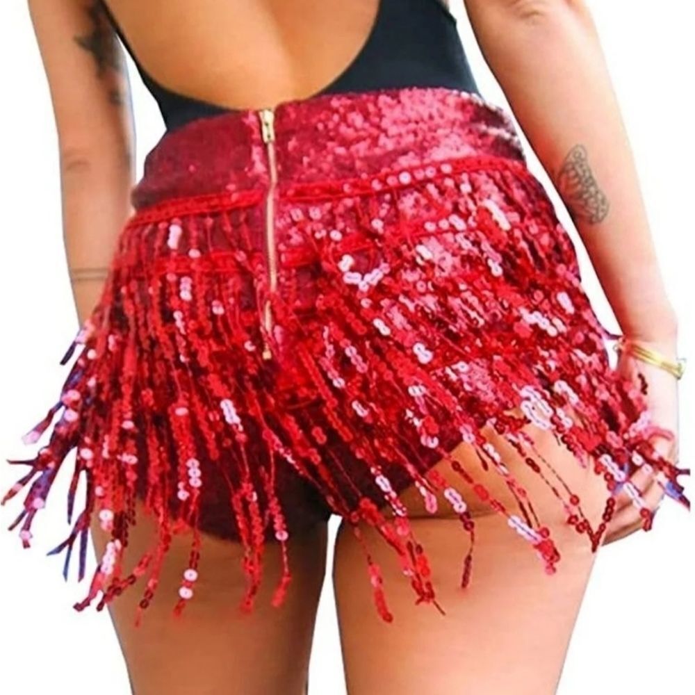 Red sequin shorts  